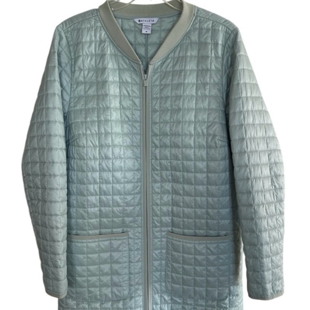 Athleta Light Green Quilted Puffer Jacket
